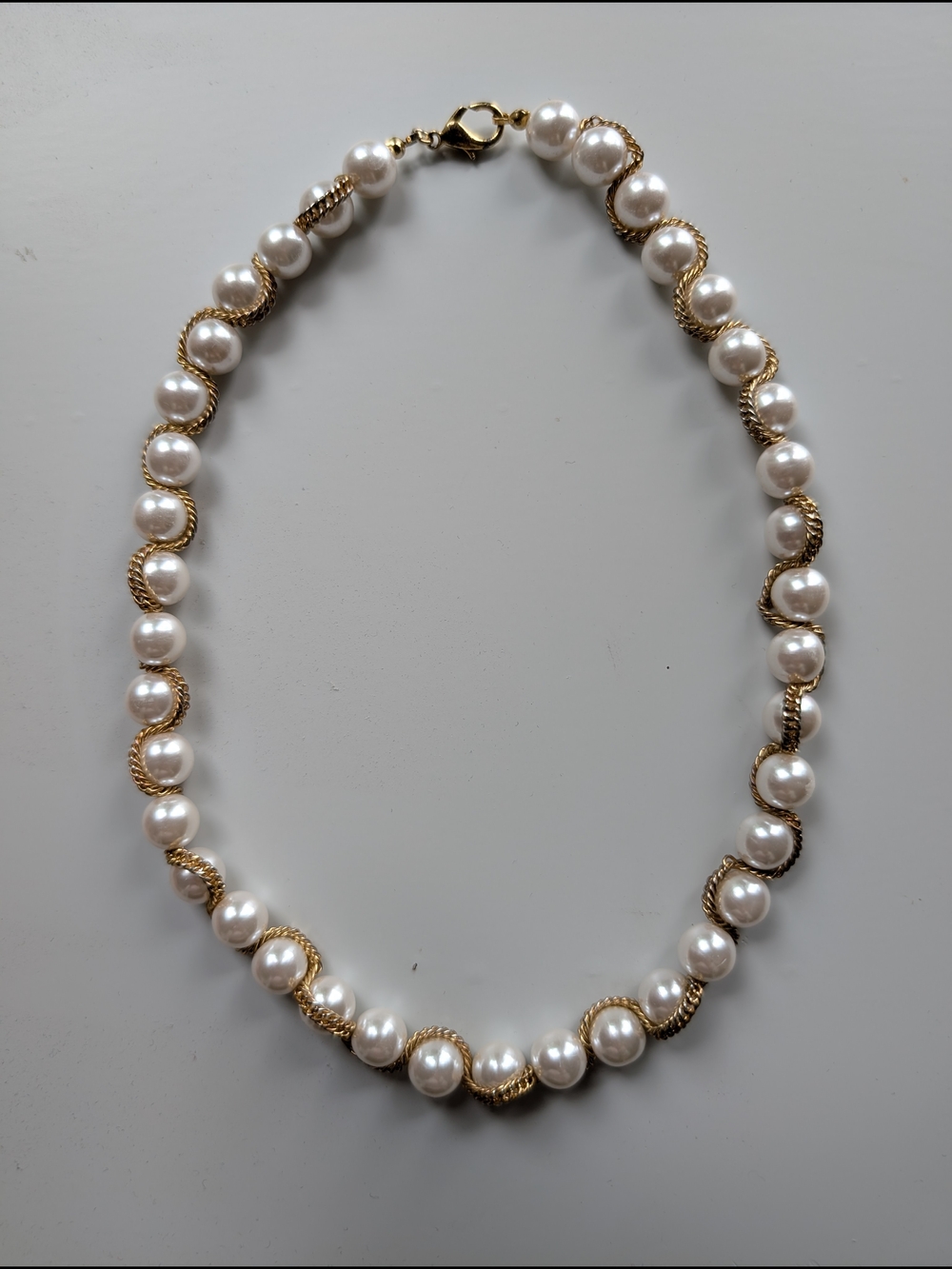 Pearl and Gold-Tone Rope Necklace - White Pearls - Picture 1 of 7